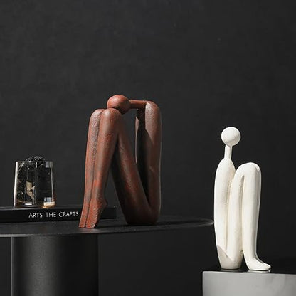 BANOMII Decorative Bookends for Heavy Books, Thinker Statue Book Holders for Shelves & Office Desk, Abstract Decor Aesthetic Book Ends Stoppers, Modern Bookshelf Decoration - style: Thinkers