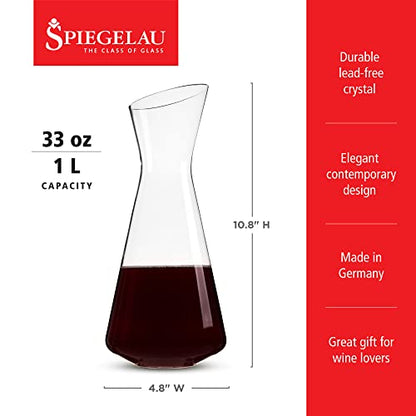 Spiegelau Style Crystal Wine Decanter, Elegant Carafe for Red and White Wine, Modern Glass Pitcher for Wedding Gifts, Housewarming, Hosting Essentials, Home Bar, 33 oz (1 L), Set of 1 - style: Decanter