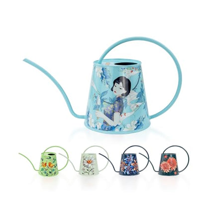Berry&Bird 2L Long Spout Watering Can, Stainless Steel Water Can (Magnolia) | 2L stainless steel watering can, long narrow spout, elegant print, curved handle, leakproof, houseplant watering & decor - color: Yulan Magnolia