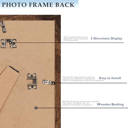 8x12 Picture Frame Deep Brown for Wall Hanging, Wood 8 x 12 Frame Photo Frame for Wall Horizontally or Vertically, Deep Brown, 3 Pack - size: 8x12 inch