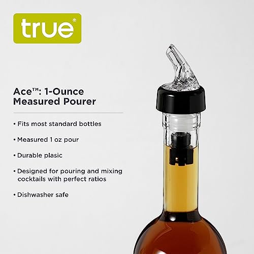 True Ace Measured Liquor Pour Spout, 1 Ounce Pourer, Fits Standard Liquor Bottles, Bar & Cocktail Accessories, Plastic, Set of 1 - size: 1oz