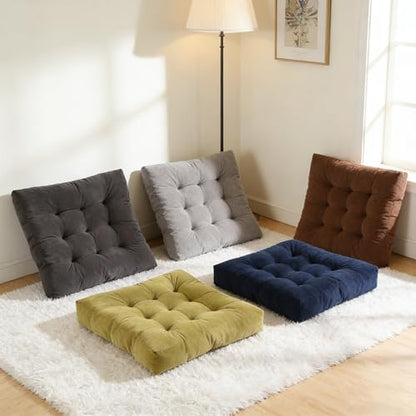 Square Floor Pillow Cushion, 22"x22" Meditation Pillow, Gray | Thick Tufted, Soft Velvet Seat Cushion, for Yoga, Gaming, Reading, Living Room, Tatami, Chair - color: Gray