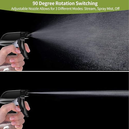 Cleaning Spray Bottles for Plants Misters Inside, 2 Pack 16.9 oz Squirt, Water Spray Bottle Mist Sprayer, No Leak Hair Mister Empty with Adjustable Nozzle (Transparent) - color: Transparent bottle+black nozzle, size: 16.9 oz