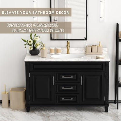 XLHOMO Bathroom Accessories Set - Gorgeous Bathroom Set, 10PC Beige Bathroom Accessory Set, Toilet Brush, Trash Can & Soap Dispenser - size: Bath Set, style: Beige&Gold