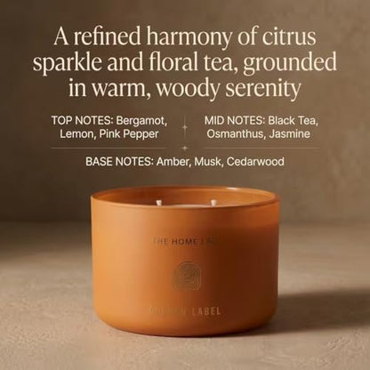 Hidden Label Teakwood Amber Soy Candle, 10 oz 2-Wick | Soy wax jar candle, up to 45 hours, warm woody amber scent for bedroom, office, living room and gifts - color: Teawood Amber