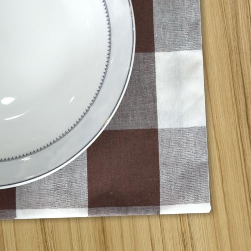 Brown & White 2 Side Cotton Buffalo Check Placemats Set of 4 Heat Resistant Dining Table Place Mats for Kitchen Table 12 x 18 inches - color: Plaids Brown & White, size: Rectangular Placemats 12" x 18"