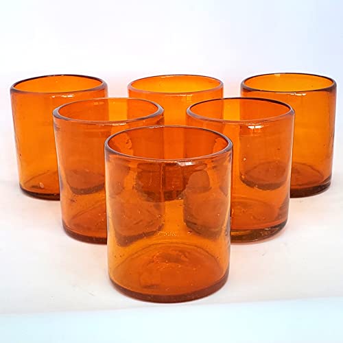 Solid Orange 9 oz Short Tumblers (set of 6), Recycled Glass, Lead-free, Toxin-Free (9oz Tumbler) - color: Orange, size: 9 oz