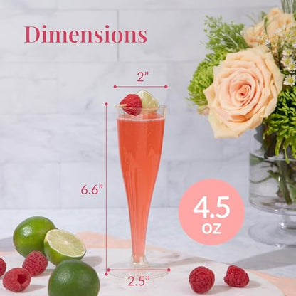 Prestee 48 Pack Champagne Flutes Plastic Disposable - Gold Glitter Flute Glasses for Champagne, Mimosa Bar, New Year's Eve 2025 Party Supplies, Wedding, Shower, Event - 4.5 oz Fairy Stemware - color: Gold Glitter, size: 48 Count (Pack of 1)