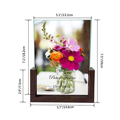 RLAVBL 5x7 Picture Frame Set of 2, Rustic Glass Photo Frames with Base for Tabletop Display - size: 5x7
