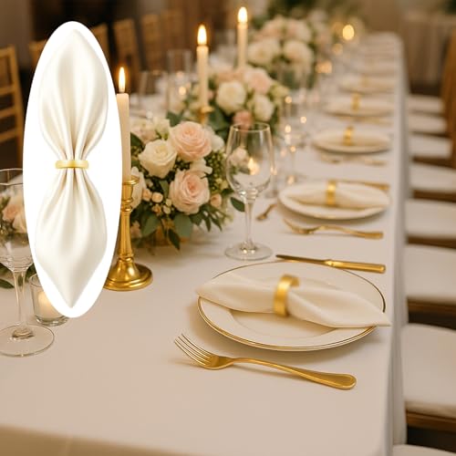 40 Pcs Stainless Steel Napkin Rings - Matt Gold Napkin Holder(Semicircle) | Matt Gold Napkin Holder Buckles for Table Kitchen Dinner Party Wedding Christmas Party - size: 40Pcs Gold