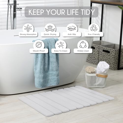BoxedHome Foldable Stone Bath Mat,Super Absorbent Diatomaceous Earth Mat,24”x 16” Non-Slip Quick Drying,Luxury Dry Pad for Bathroom, Nature - color: Nature