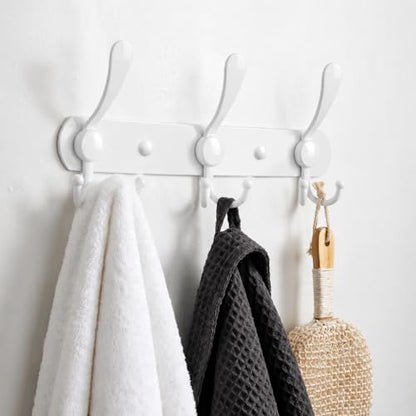 YUNISS Coat Rack Wall Mounted，3 Tri Stainless Steel Coat Hook for Coat Hat Robes Towel in Mudroom Entryway (White, 1 Pack 3 Hook) - color: White, size: 1 Pack 3 Hook