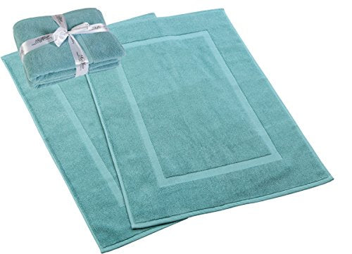 HILLFAIR 900 GSM-Hotel-Spa Tub-Shower Bath Floor Towels - (2 Pack, Sea Green, 21 Inch by 34 Inch) - 100% Cotton Floor Towels Machine Washable Cotton Terry Bath mat Rugs - 2 piece Towel Set - color: Sea Green, size: 2 Piece Towel Set