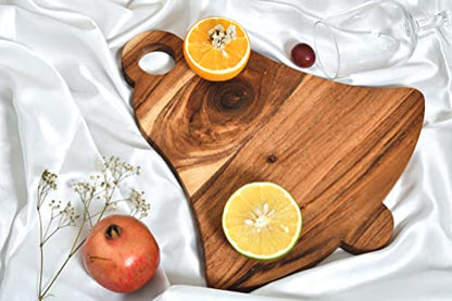 Sophia Art 100% Acacia Wooden Chopping Board, Brown, 14"L x 13"W | Butcher Block, Bell Board, Serving Board, Charcuterie Board, For Vegetables, Cafe and Restaurant - color: Bell Board, 14"L x 13"W