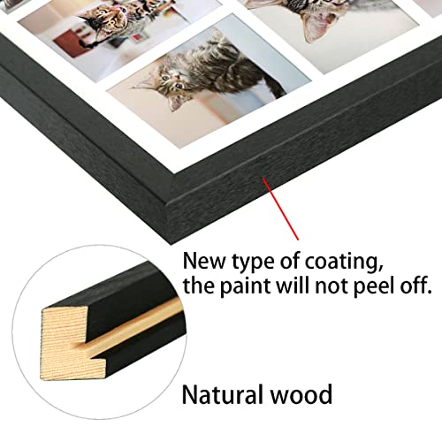 LTYHHK 4x6 Collage Picture Frame 8 Openings Solid Wood, Displays 8 Opening 4x6 with Mat or 16x20 Inch without Mat, Collage Photo Frames Black Family Picture Frame Multi-Photo Set (LMK05a)