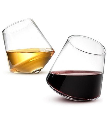 Sempli Cupa-Vino Stemless Wine Glasses Set of 2 - Hand Blown Wine Glass Set, Glassware for Red & White Wine, Lead-Free Crystal, Swirling Aeration, Ultra Clear, Thin Rim - 10.5 oz - color: Clear