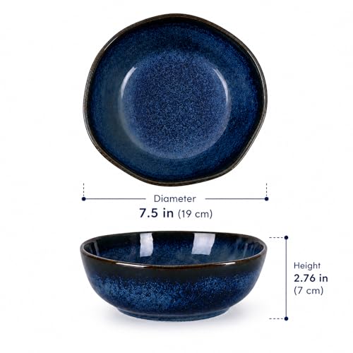 Blue Ceramic Bowl, 7.5in Decorative Serving Bowl for Coffee Table Decor - size: 7.5in