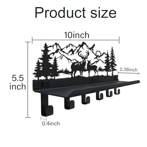 Deer Metal Key and Mail Holder for Wall, Key Holder Wall Mount with Shelf, Key Rack, Key Hooks for Living Room, Hallway, Office - size: Small, style: Deer with Shelf