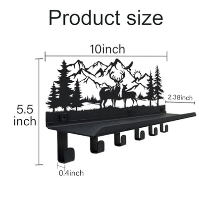 Deer Metal Key and Mail Holder for Wall, Key Holder Wall Mount with Shelf, Key Rack, Key Hooks for Living Room, Hallway, Office - size: Small, style: Deer with Shelf