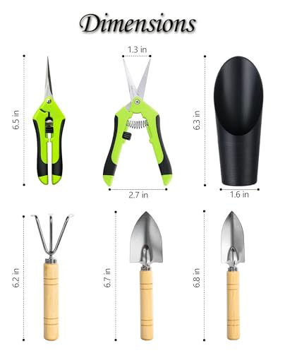 Josteve 5Pcs Succulent Tools Mini Garden Small Gardening Tools Indoor, Pruning Shear Gardening Scissors, Hand kit for Bonsai, Cactus, Fairy, Houseplant of Transplanting, Repotting, Seedling Soil - style: Classic Garden Tools