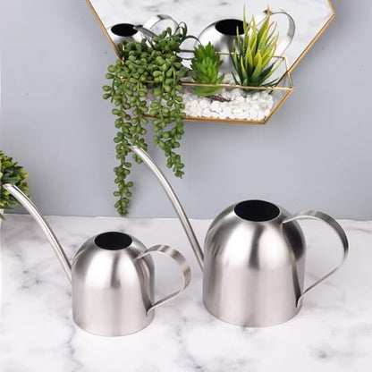 IMEEA Indoor Watering Can for House Plants 33oz/1L Brushed Stainless Steel Watering Can with Long Spout for Succulents, Bonsai - color: 33oz (Silver)