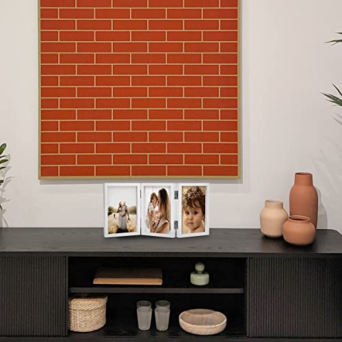 WUTL 3 Picture Frame Triple Collage 4x6 Frames with Real Glass White | Trifold Photo Frame, Hinged Foldable, Crystal Clear Real Glass - color: White, size: 4x6