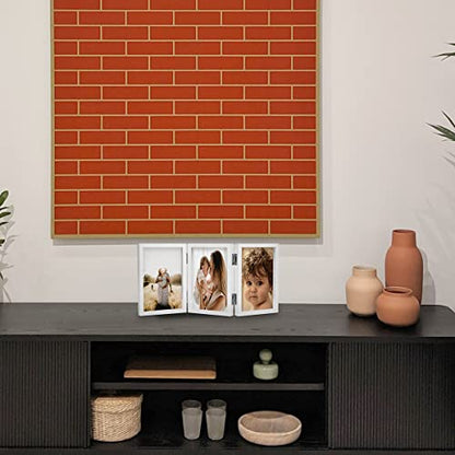 WUTL 3 Picture Frame Triple Collage 4x6 Frames with Real Glass White | Trifold Photo Frame, Hinged Foldable, Crystal Clear Real Glass - color: White, size: 4x6