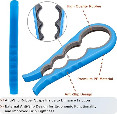Bloss Jar Opener Can Opener Kitchen Grippers, Multi-use Lid Opener Set | Anti-skid Jar Openers for Weak hands, Seniors with Arthritis, Includes Non-slip Rubber Gripper Pad & Wine Opener, Blue - color: Blue-4pcs
