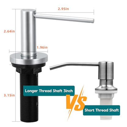Soap Dispenser for Kitchen Sink Polished Chrome, Stainless Steel Countertop Pump, Built in Sink Soap Dispenser with 47" Extension Tube kit - color: Polished Chrome