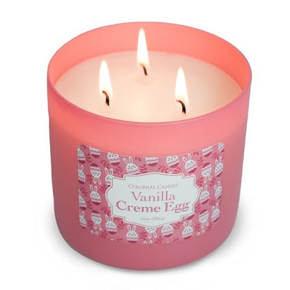 Colonial Candle Vanilla Creme Egg Scented Jar Candle, Easter Collection, 3 Wick, 14 oz - Up to 60 Hours Burn, Easter Candle, Made in the USA - color: Vanilla Creme Egg