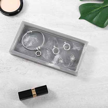 Luxspire Resin Bathroom Vanity Tray Countertop Organizer, Mini, Ink Gray | 8 x 4 inch, non-slip waterproof resin, easy wipe clean, fits bath kitchen vanity, holds jewelry toiletries soap - color: Ink Gray, size: Mini