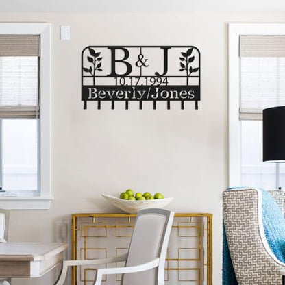 Custom Metal Key Holder, Personalized Key Holder Wall Mount with，Name Background Letter Theme, Ideal Keys Holder On Wall, Suitable for Living Room, Entrance, Kitchen(530) - color: Branches
