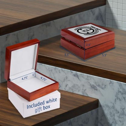 3dRose Laurel wreath, steering wheel, two cars. Charming letter D Jewelry Box 7 x 7 inch with 4 inch tile