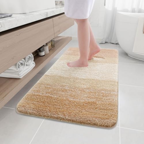 Arotive Microfiber Bathroom Rugs, Shaggy Soft Absorbent Bath Rug, 45x27 | Beige, Rubber Backing Thick Plush Machine Washable Dry Bath Mats for Bathroom, Tub and Shower, Rectangular - color: Beige, size: 45" X 27"