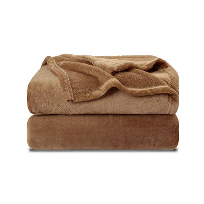 NANPIPER Fleece Blankets Super Soft Flannel Fuzzy Blanket for Bed Couch Luxury Cozy Plush Microfiber Blanket-Twin Size Coffee Brown - color: Coffee Brown, size: Twin