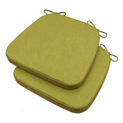GIBZ Outdoor Chair Cushions 17"x16"x2" with Ties Set of 2 Green | Waterproof Chairs Cushion U-Shaped Seat Pads Washable Casual for Yard Lawn Patio - color: Green
