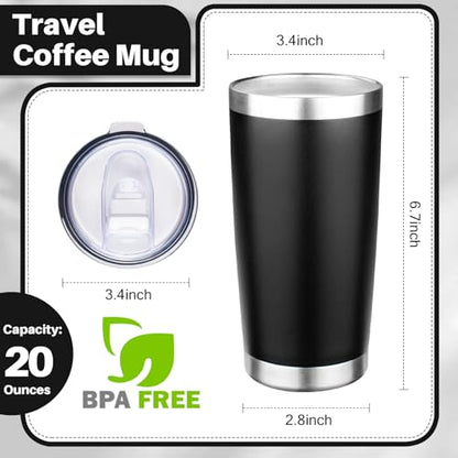 20oz Tumbler with Lid Double Wall Vacuum Insulated Travel Coffee Mug Stainless Steel Thermal Cup Powder Coated Sturdy Coffee Tumbler Bulk for Hot and Cold Beverage (Black,4) - color: Black, size: 20 Ounces (4 Pack)