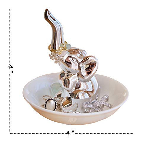PUDDING CABIN Elephant Gift for Women - Elephant Trinket Dish for Rings Earrings Organizer - Elephant Decor for Women Girls Her Friends Birthday Valentine's Day Xmas Gifts - style: Elephant Sliver