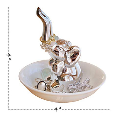 PUDDING CABIN Elephant Gift for Women - Elephant Trinket Dish for Rings Earrings Organizer - Elephant Decor for Women Girls Her Friends Birthday Valentine's Day Xmas Gifts - style: Elephant Sliver