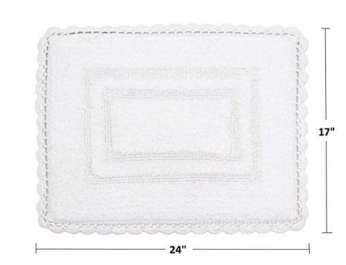 Home Weavers Casual Elegance Reversible Bathmat 100% Cotton Bathroom Rugs Set, Washable Rug, Extra Soft and Absorbent Bath Rug, Kitchen Mat, Bath Mat Set, Non Slip Mat, 17"x24" Rectangle, White - color: White, size: 1'5" x 2' (Rectangular)