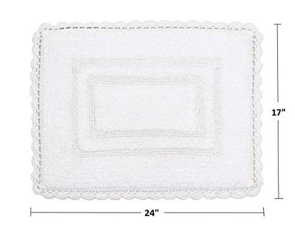 Home Weavers Casual Elegance Reversible Bathmat 100% Cotton Bathroom Rugs Set, Washable Rug, Extra Soft and Absorbent Bath Rug, Kitchen Mat, Bath Mat Set, Non Slip Mat, 17"x24" Rectangle, White - color: White, size: 1'5" x 2' (Rectangular)