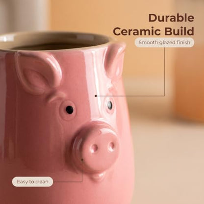 Ceramic Pig Utensil Holder for Kitchen Counter Farmhouse Utensil crock | Cute pig-shaped ceramic utensil holder keeps kitchen tools organized while adding farmhouse charm to your countertop.