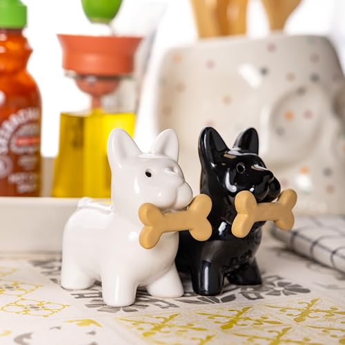 Fisura - Original salt and pepper shaker "dog". Salt and pepper set for the table in the shape of a dog. Ceramic salt and pepper shaker set. 2 pieces. 1.97 x 3.54 inches - color: Dog
