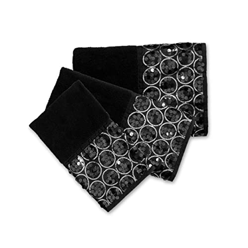 Zahari Home Sinatra 3 Piece Bathroom Towel Set Bath Towel Hand Towel Wash Cloth Absorbent, Black - color: Black
