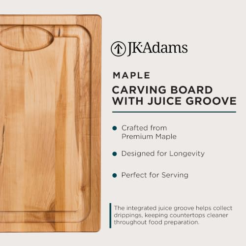 J.K. Adams Farmhouse Carving Board w/ Juice Groove, 14" x 20" | Farmhouse Maple Carving Board with Juice Groove Keeps Counters Clean During Everyday Meal Prep