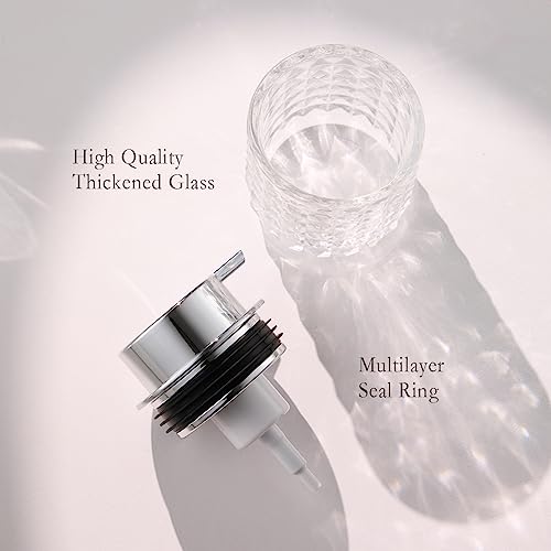 CICUFY Foaming Hand Soap Dispenser, Glass Foam Soap Dispenser or Lotion Dispenser for Kitchen & Bathroom Refillable Clear Glass Liquid soap Dispenser with Large Silver Pump-1 Pack - color: Clear-1 Pcs, style: Foam/Diamond Pattern/Silver Top