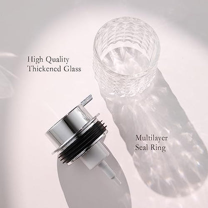 CICUFY Foaming Hand Soap Dispenser, Glass Foam Soap Dispenser or Lotion Dispenser for Kitchen & Bathroom Refillable Clear Glass Liquid soap Dispenser with Large Silver Pump-1 Pack - color: Clear-1 Pcs, style: Foam/Diamond Pattern/Silver Top