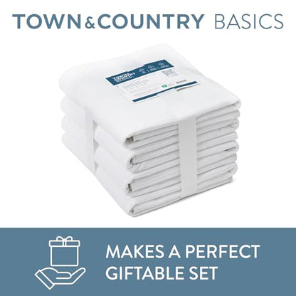 TOWN & COUNTRY BASICS 6-Piece Assorted Waffle Woven Terry Stripe Set, 2 Bath Towel, 2 Hand Towel, 2 Washcloth, 100% Cotton, Quick Dry, White - color: White