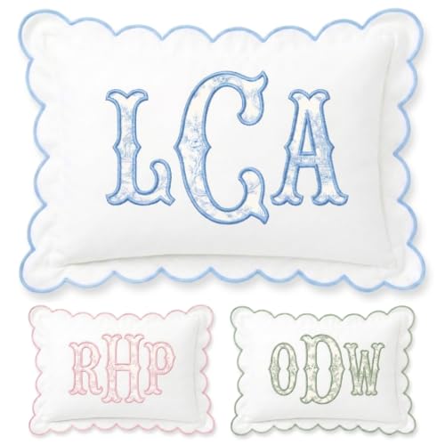 Monogram Pillow Cover, Custom Embroidered Pillow Covers, Personalized Initials Name Pillowcase, Toile Monogrammed Baby Pillows, Couch Bed Room Pillow Case Gifts for Kids Boy Girls, Nursery Decoration - color: 08