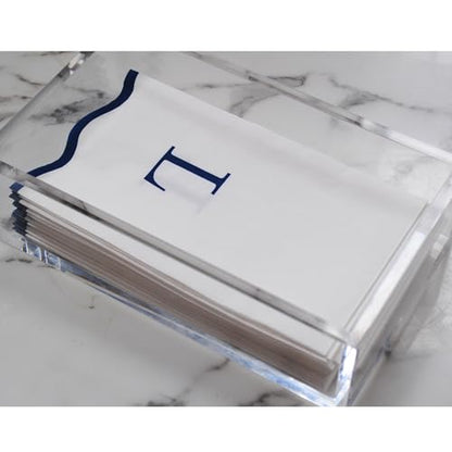 Stxy's Monogram Guest Towels, 40 Lettered Hand Towels - Navy Blue Letter 'L', Decorative Scalloped Monogrammed L Paper Napkins, Blue and White Disposable Dinner Napkins for Bathroom, Hostess Gifts - style: L